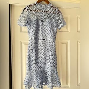Aqua Light Blue Crochet Mini Dress